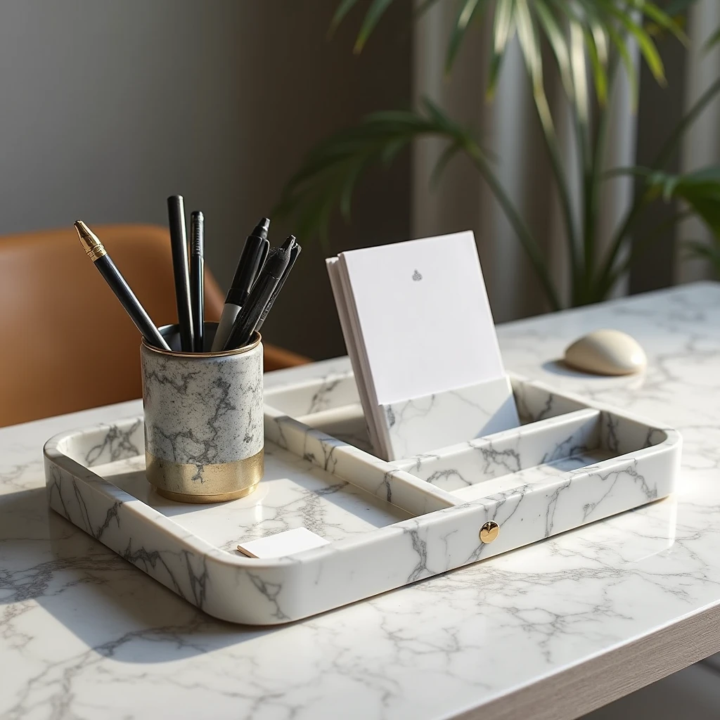 Marmeren bureau organizer